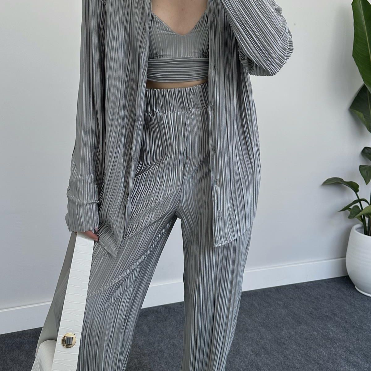 Damen elegantes Loungewear Set mit schicker Streifenoptik und weitem Schnitt R&B
