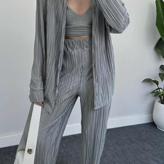 Damen elegantes Loungewear Set mit schicker Streifenoptik und weitem Schnitt R&B