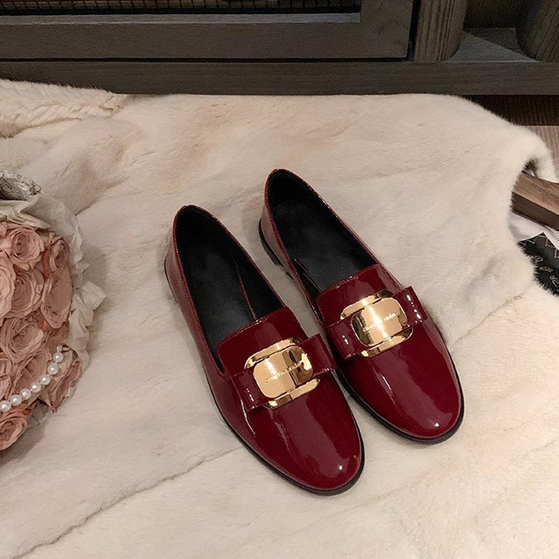 Damen Ballerina-Schuhe mit elegantem Goldakzent und hochwertiger Lackoberfläche R&B