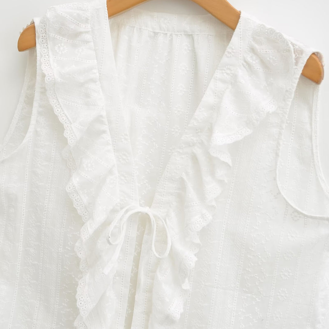 Damen Rüschenshirt mit elegantem V-Ausschnitt R&B