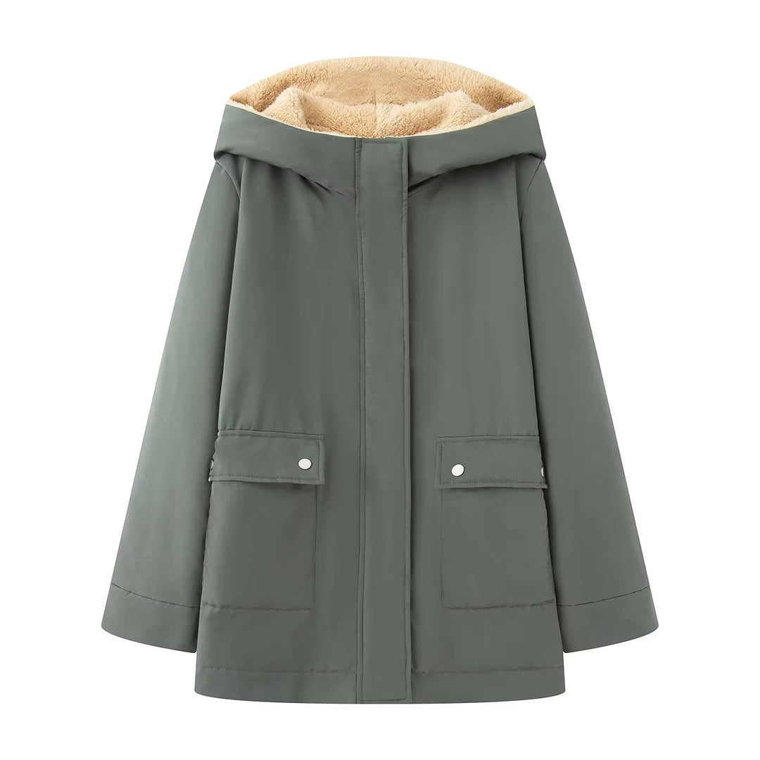 Damen gesteppte Übergangsjacke mit weichem Innenfutter und praktischem Kapuzen-Design R&B