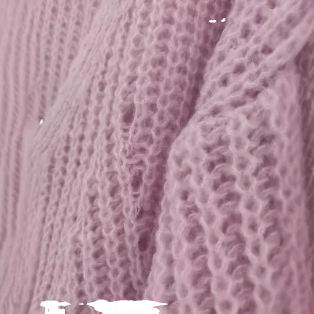 Damen Strickjacke mit V-Ausschnitt und großen Knöpfen R&B