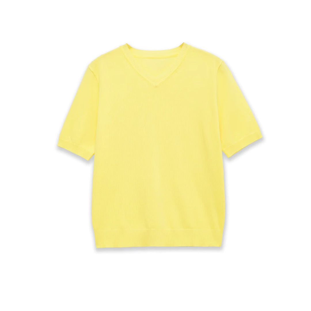 Damen Kurzarm-V-Ausschnitt Pullover R&B