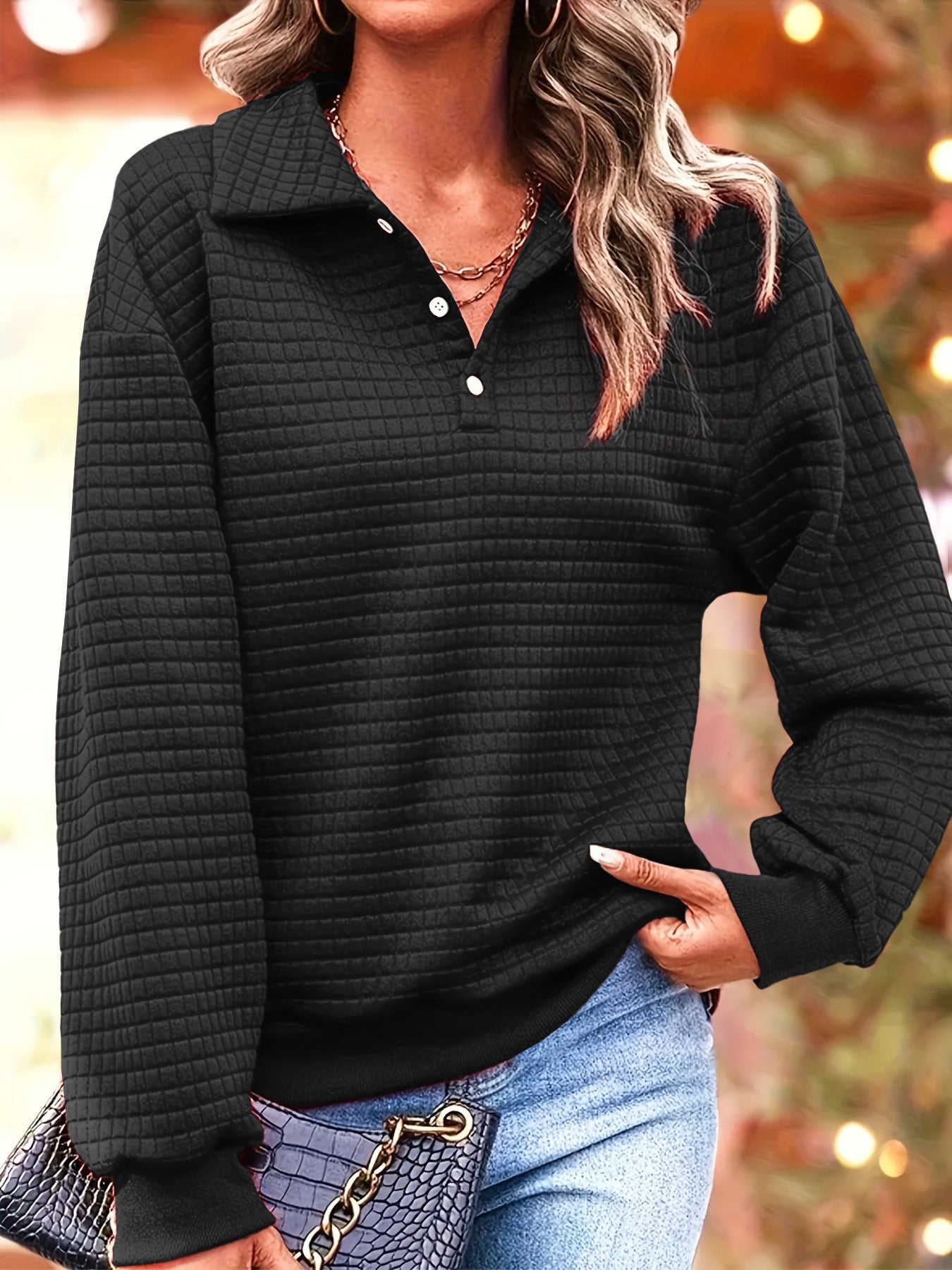 Damen lässiger Pullover mit strukturiertem Stoff R&B