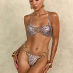 Damen Bandeau-Bikini mit schimmernden Ring-Details R&B