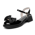 Damen elegante Lackschuhe mit bequemem Absatz und Schleife
