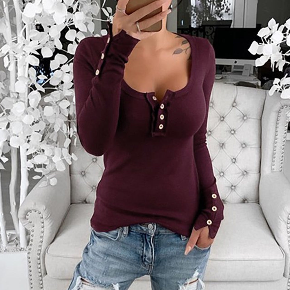Damen Langarmshirt mit eleganten Knopfdetails R&B