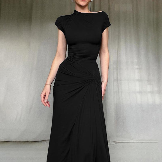 Damen Elegantes Maxikleid mit asymmetrischem Schnitt und dekorativer Drapierung R&B