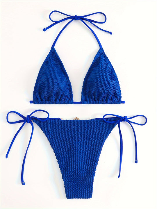 Damen Triangel-Bikini-Set mit verstellbaren Bindebändern R&B