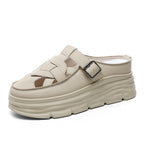 Damen Platform Mules mit modischem Schnallen-Design und atmungsaktivem Obermaterial R&B