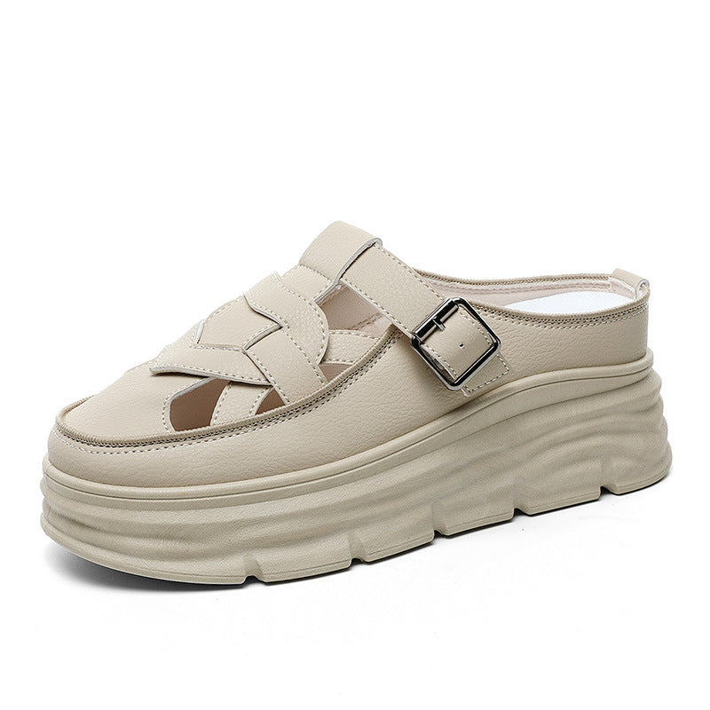 Damen Platform Mules mit modischem Schnallen-Design und atmungsaktivem Obermaterial R&B