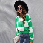 Damen Lässiger Pullover im modernen Karomuster R&B