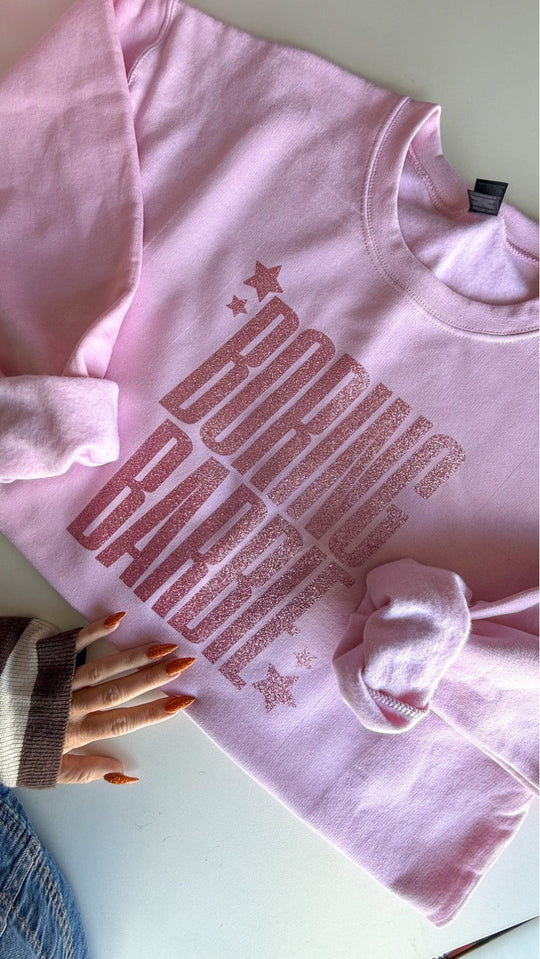 Damen nan glitzerndes Rundhals-Sweatshirt mit Statement-Print und angerauter Innenseite R&B