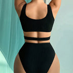 Damen Einteiler Badeanzug mit modischem Cut-Out und asymmetrischem Design R&B