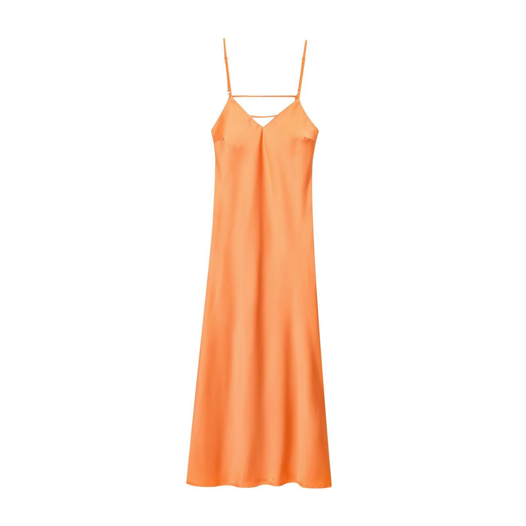 Damen Sommerliches Spaghettiträgerkleid mit schmeichelndem Schnitt und fließendem Stoff R&B