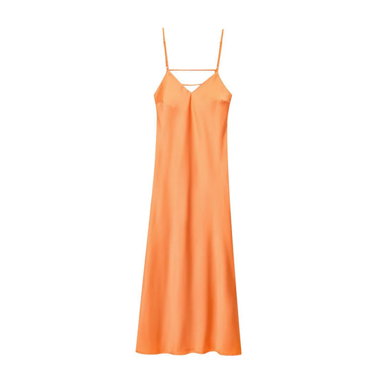 Damen Sommerliches Spaghettiträgerkleid mit schmeichelndem Schnitt und fließendem Stoff R&B
