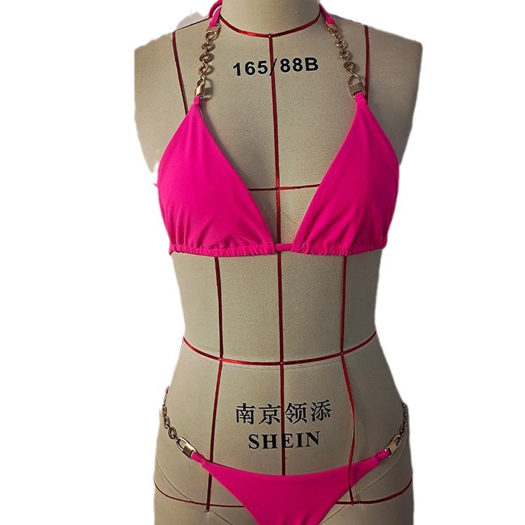Damen Triangel-Bikini mit luxuriösen Kettenakzenten R&B