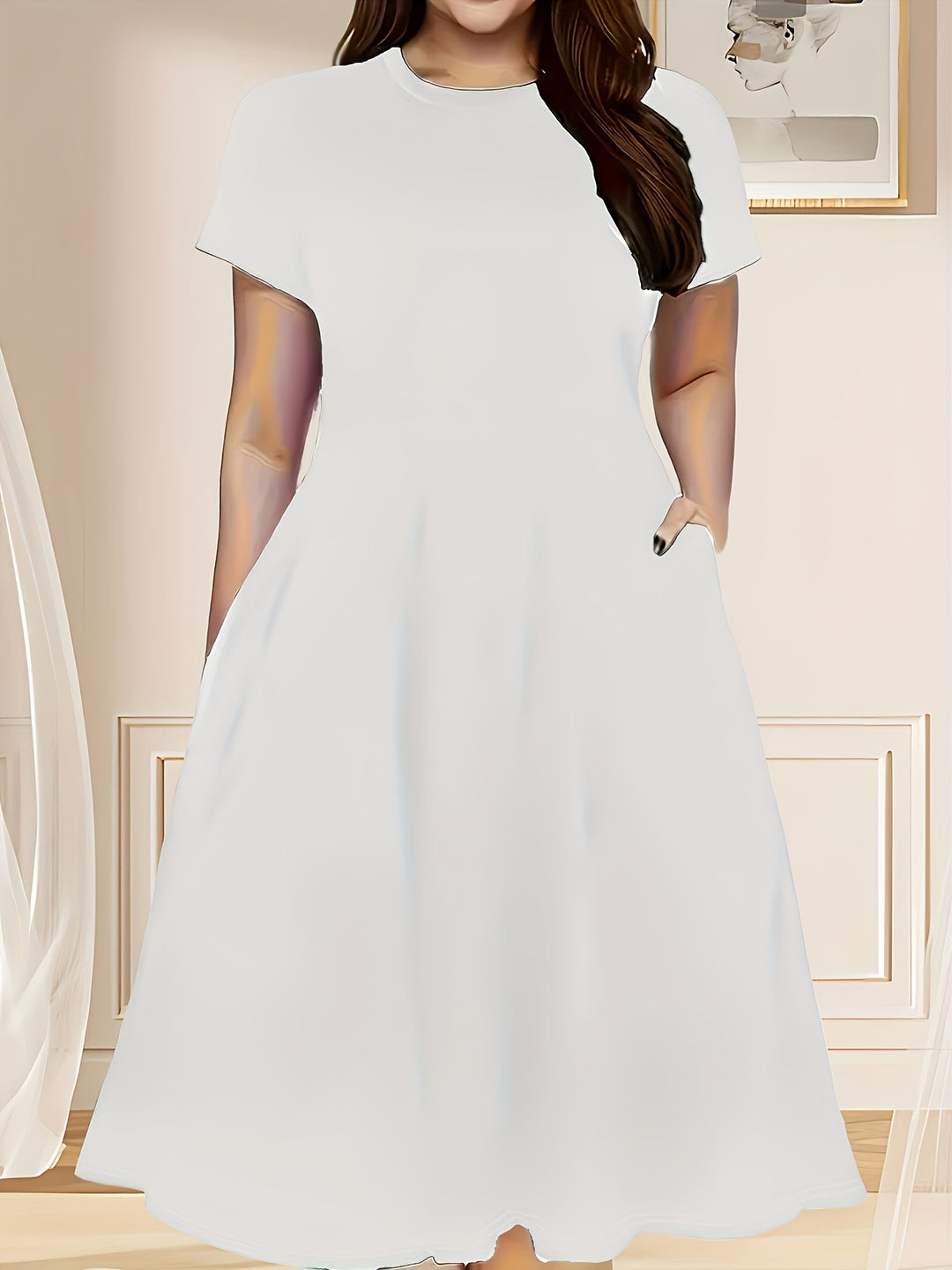 Damen lässiges Maxikleid mit praktischen Seitentaschen und elegantem Schnitt R&B