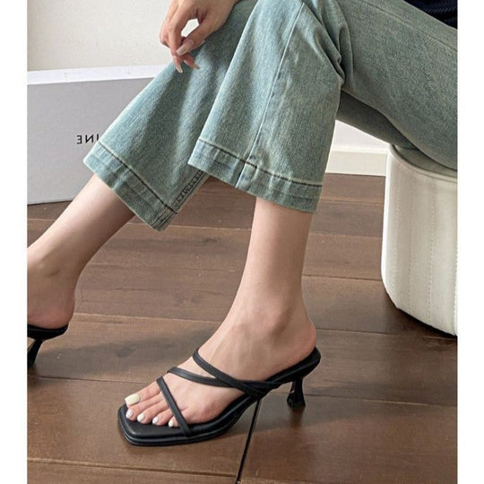 Damen modische Zehensandalen mit gekreuzten Riemen R&B