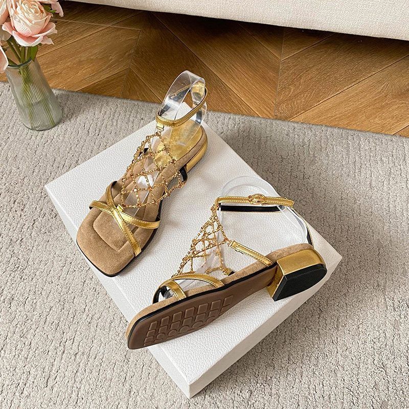 Damen elegante Riemchen-Sandalen mit funkelnden Strassdetails R&B