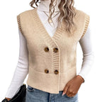 Damen Strickweste mit doppelter Knopfleiste