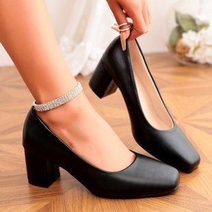 Damen Elegante und klassische Pumps mit mittelhohem Blockabsatz R&B