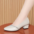 Damen elegante Pumps mit funkelndem Strass und komfortablem Blockabsatz
