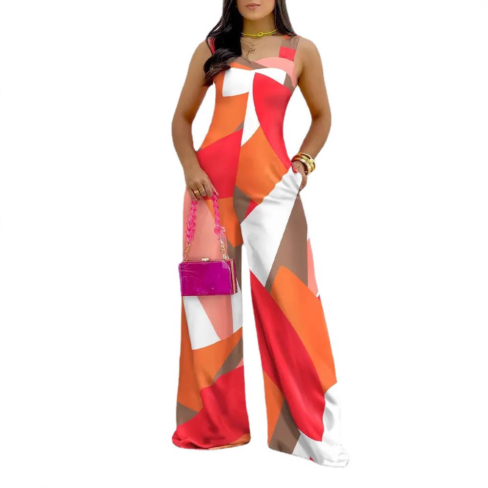 Damen Jumpsuit mit floralem Muster und weitem Bein R&B