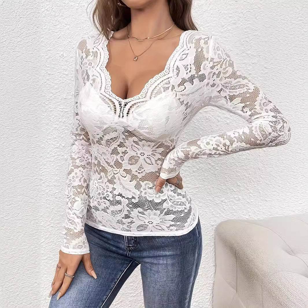 Damen Spitzenbody mit V-Ausschnitt R&B