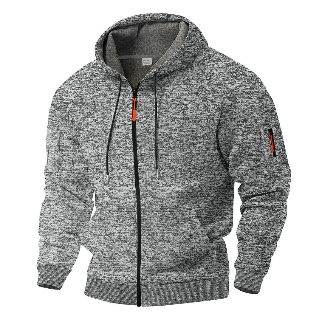 Herren sportlicher Kapuzenpullover mit atmungsaktiver Struktur und farblich abgesetzten Reißverschluss-Details R&B