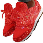 Damen glitzernde Sneakers mit atmungsaktiver Netzstruktur und rutschfester Sohle EB