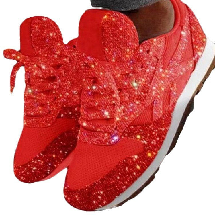 Damen glitzernde Sneakers mit atmungsaktiver Netzstruktur und rutschfester Sohle EB
