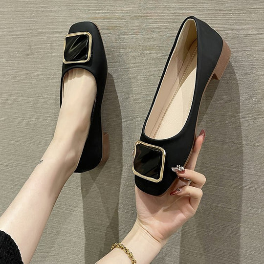 Damen elegante Ballerinas mit dekorativem Schnallen-Detail R&B
