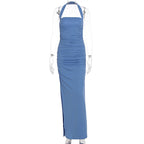 Damen Wickelkleid mit schmalem Taillenschnitt und elegantem tiefem Schlitz R&B