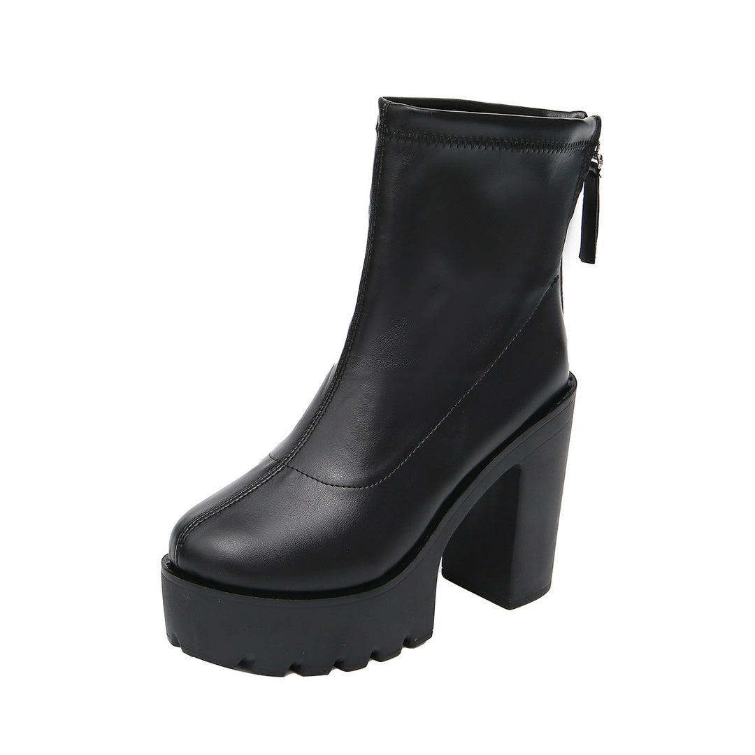 Damen Praktische und modische Stiefeletten mit hohem Blockabsatz R&B