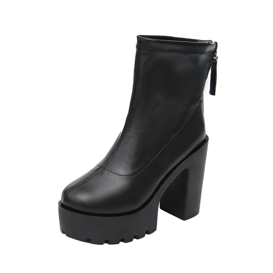 Damen Praktische und modische Stiefeletten mit hohem Blockabsatz R&B