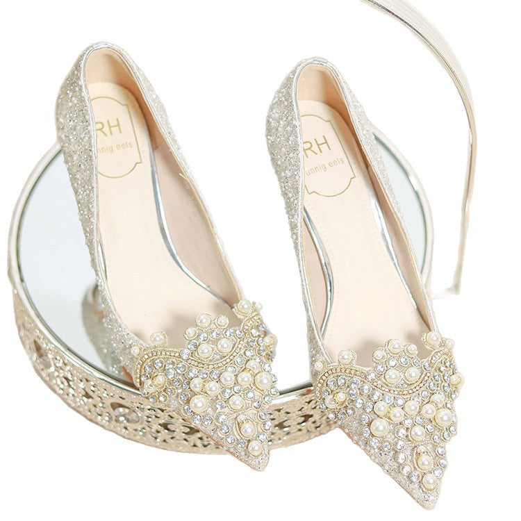 Damen Glamouröse Pumps mit strassbesetzten Perlenverzierungen R&B