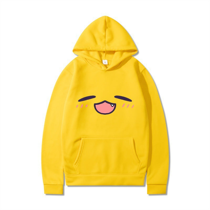 Damen Kapuzenpullover mit fröhlichem Cartoon-Gesicht und bequemer Passform R&B