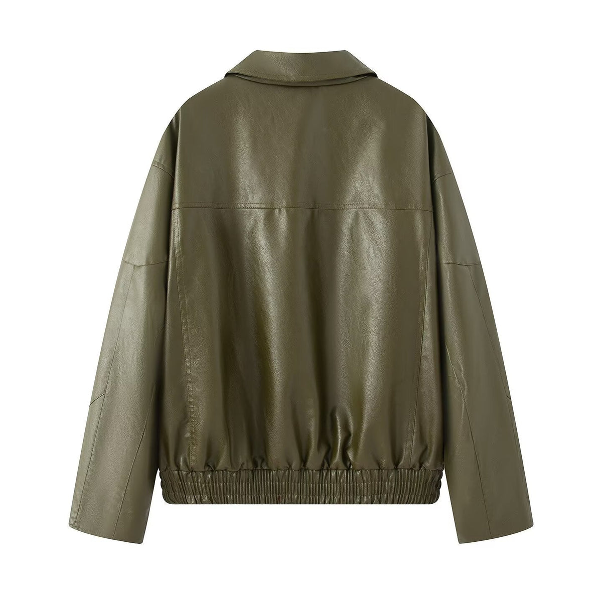 Damen elegante Kunstlederjacke mit praktischen Reißverschluss-Taschen R&B