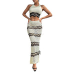 Damen elegantes Cropped Top und Maxi-Rock Set R&B