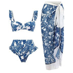 Damen Bikini-Set mit eleganter Rüschendetailierung und stylischem Überrock R&B