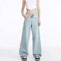Damen weite Jeans im lässigen Stil mit hohem Bund und komfortablem Schnitt R&B