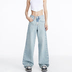 Damen weite Jeans im lässigen Stil mit hohem Bund und komfortablem Schnitt R&B