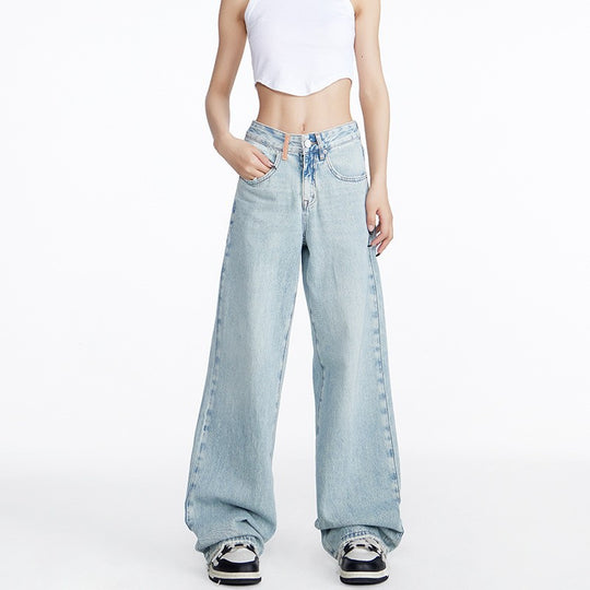 Damen weite Jeans im lässigen Stil mit hohem Bund und komfortablem Schnitt R&B