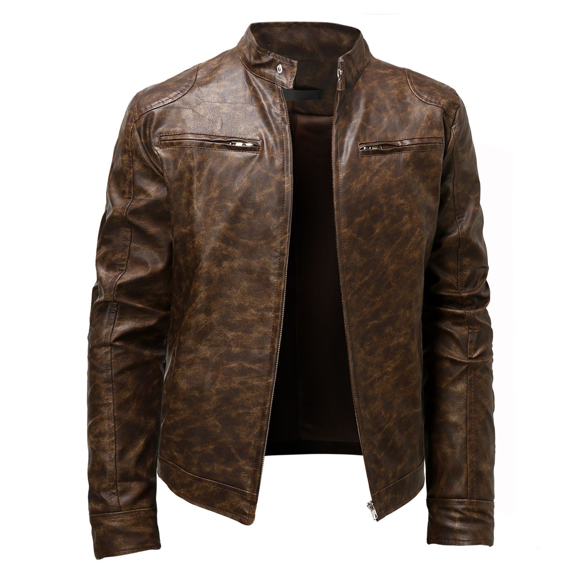 Herren Lederjacke mit Stehkragen