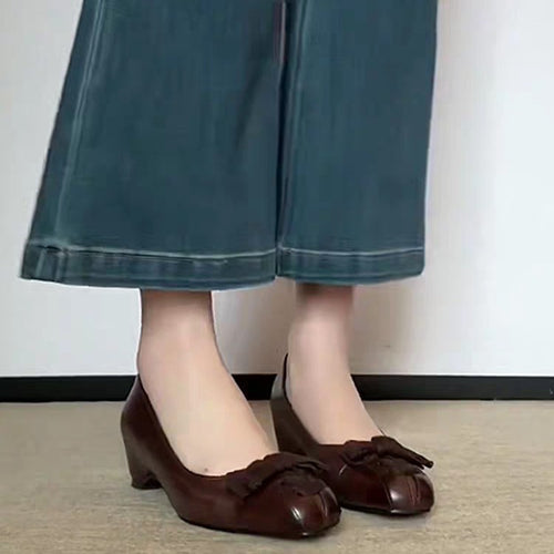 Damen elegante Ballerinas mit modischer Schleifenapplikation und bequemer Innensohle R&B