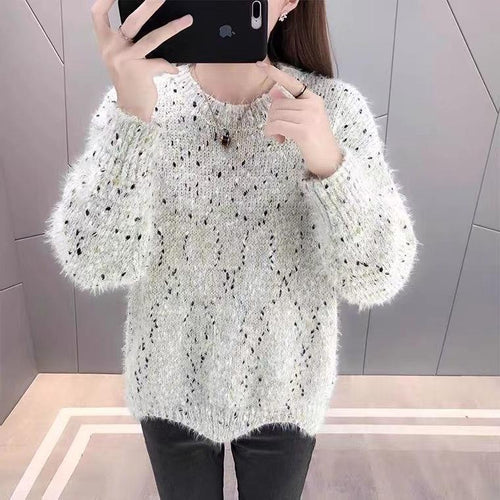 Damen Flauschiger Pulli mit einzigartigem Strukturdesign und funkelnden Akzenten R&B