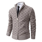 Herren Strickjacke mit modernem Zipper und kreativem Muster