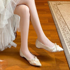 Damen spitze Ballerinas aus luxuriösem Satin mit zarter Schleifenverzierung R&B