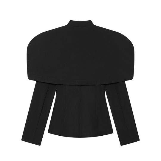 Damen elegante Blazerjacke mit übergroßen Schulterklappen und goldenen Knopfdetails R&B